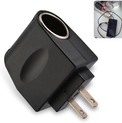 Downhill AC to DC Converter, Cigarette Lighter Adapter to Wall Plug, 220V to 12V Converter, Car Device Wall Plug Adapter, Universal for Most Cars (Black), Pack 2