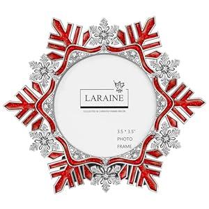LARAINE 3.5 inch 2023 Picture Photo Frame Snowflake Metal High Definition Glass Display Pictures for Tabletop Christmas Home Decorative Holiday Gift (Snowflake (Red)