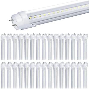 30-Pack T8 LED Bulbs 4 Foot Tube Light, 4ft LED Shop Garage Warehouse Light, 20W 5000K 2600LM Daylight White, Fluorescent Lights Tube Replacement, Ballast Bypass, Dual-end Powered, Clear Cover