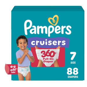 Pampers Diapers - Cruisers 360° - Size 7, 88 Count, up to 100% Leakproof Fit, Designed for Active Babies, Pull On Diaper