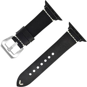 Leather Strap,Soft Oil Wax Belt Band with Unique Buckle for Apple Watch Series 10/9/Ultra 2/SE/8/7[2024] (46mm/45mm/44mm/49mm,Black)