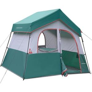 HIKERGARDEN 6-8 Person Camping Tent - Portable Family Cabin Tent for Camp, Windproof Fabric Camp Tent Outdoor for Hiking, Backpacking, Traveling (Dark Green)