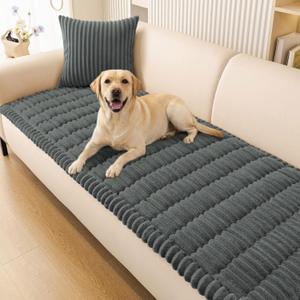 Smiry Couch Cover for Dogs Washable, Non Slip Fuzzy Pet Couch Covers for 3 Cushion Sofa Pet Friendly, Thick Soft Sofa Slipcovers Cushion Protector (Dark Grey, 27.6" x 59")