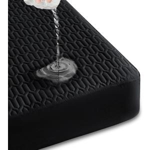 Waterproof Mattress Protector King Size, Mattress Pad Cover with Deep Pocket Fitted Up to 6"-18" Depth, Noiseless Soft Breathable Bed Mattress Cover Washable, Black