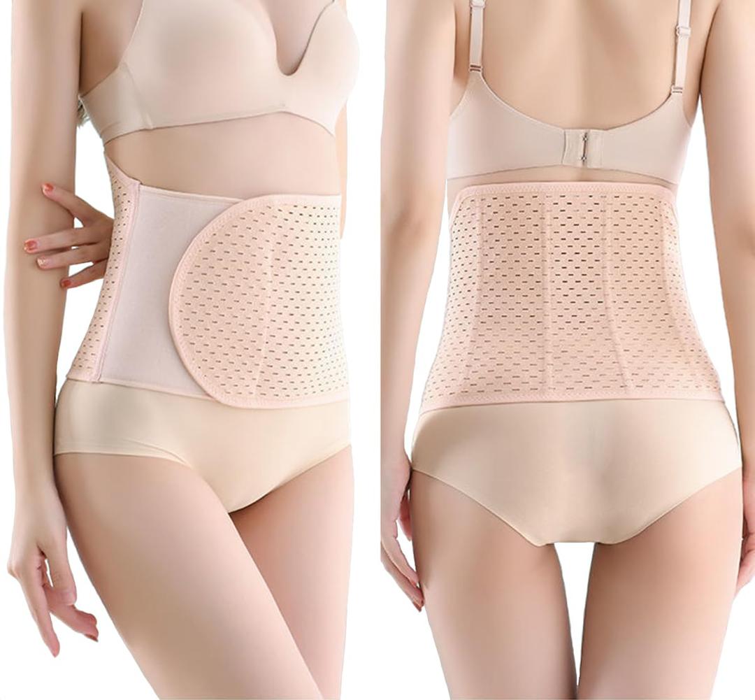 SUJAYU Abdominal Binder Post Surgery, Breathable Belly Band Postpartum Belly Wrap, C Section Belly Binder Abdominal Binder Hernia Belt for Women, Back Support Belt for Women (Beige, XX-Large)