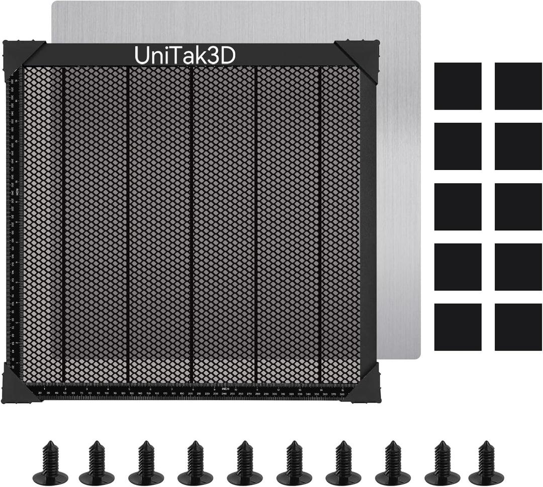 UniTak3D Honeycomb Laser Bed 440 x 440 mm Working Table for XTool D1/D1 Pro/S9/S10/S30 Pro/RAY5 Engraver Fast Heat Dissipation and Desktop Protection with Aluminium Plate(Working Area:15.75x15.75in)