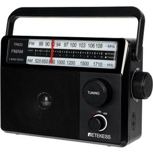 Retekess TR633 AM FM Radios with Best Reception, Portable Radio Plug in Wall, External Antenna Jack, Battery Operated Radio by 4 AA Batteries Or AC Power for Senior, Home