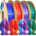 Goto Guard Silk Dual Color Filament Bundle, Rainbow 3D Printer PLA Filament 1.75mm, Silk Coextrusion Multicolor 3D Printing Filament for Most 3D Printer, 200gX 4 Spools