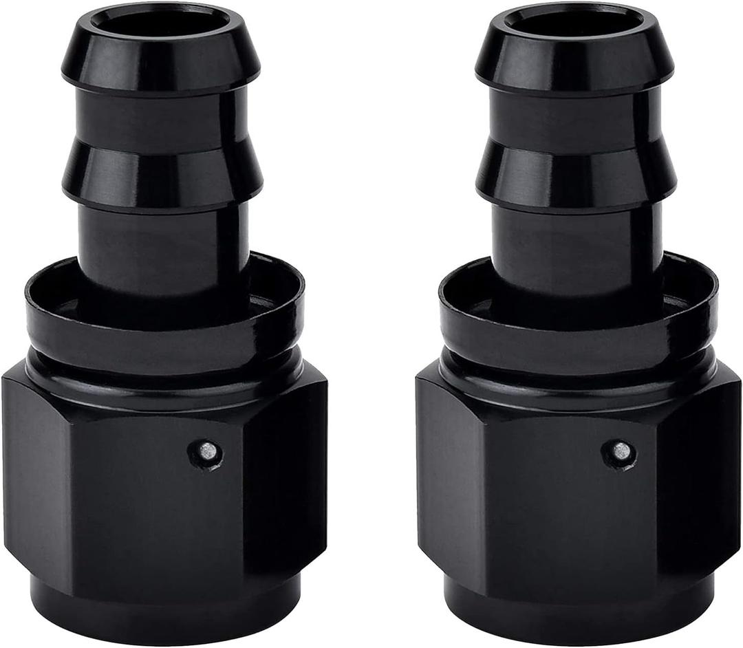 EVIL ENERGY 8AN Straight Push Lock Hose Fitting End Black 2PCS
