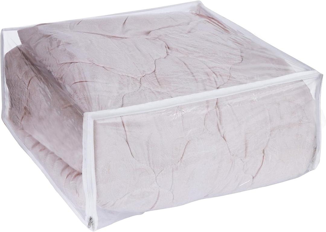 Set of 2 Zippered Vinyl Storage Bag, 24x20x11 Inch, Clothes Bag Organizer, Space Saver PVC Comforter Clear Storage Bags for Blanket