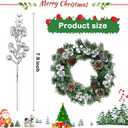 14Pcs Christmas Glitter Berries Stems Silver Christmas Tree Picks Stems 7.8 Inch Artificial Picks Fake Holly Winter Berry Branches for Christmas Tree Ornament DIY Crafts Wreath Holiday and Home Decor