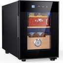 KingChii 16L Cigar Cooler Humidor with Cooling Control System, Electronic Cigar Cabinet Spanish Cedar Shelves & Digital Hygrometer, Father Day Gifts for Men (2 Layers 100 Capacity）