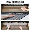 1PC Stair Treads Non-Slip Washable Peel and Stick Stair Treads for Wooden Steps Indoor Reusable Stair Carpet Treads Adhesive Stair-Runner Rugs for Kids and Dogs Elder30"x30"Black)