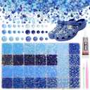 14000Pcs Mixed Blue Flatback Rhinestones and Pearls for Bedazzling Kit, 2-6mm Resin Gems Bedazzling Rhinestone, 4-10mm Flatback Pearls Gems Rhinestones for Crafting DIY Face Makeup (S10)