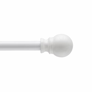 Kenney Davenport 28-in to 48-in White Steel Single Curtain Rod with Finials