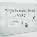 R&G Magnetic Glass Dry Erase Board 4x3 Glass Whiteboard Frameless Glass Dry Erase Board for Wall with Eraser Marker (48" x 36")