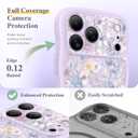 GVIEWIN for iPhone 17 Pro Case Compatible with MagSafe [Curly Wave Edge][Full Camera Protection] Floral Translucent Shockproof Magnetic Women Phone Case for iPhone 17 Pro 6.3'', Apricot Blossom/Purple