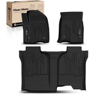 YHTAUTO Floor Mats Fit 2019-2025 2026 Chevy Silverado/GMC Sierra 1500 Crew Cab (w/o Rear Underseat Storage Box), TPE All Weather Car Mats Waterproof Odorless Floor Liner, 1st & 2nd Row Liner
