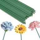 Kesote Green Floral Wire Stems for Crafts, Crochet Pipe Cleaner Flower Bouquets Making, 100 Count, Thick Flower Rose Sticks, 8 Inches
