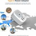 3 Pack European Travel Plug Adapter, TESSAN US to Europe Plug Adapter with 3 USB Ports (1 USB C), Type C Power Adaptor for EU International Italy Spain France Greece Iceland Germany