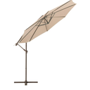 10ft Offset Hanging Market Patio Umbrella with Easy Tilt Adjustment, 8 Ribs for Backyard, Poolside, Lawn and Garden, Beige