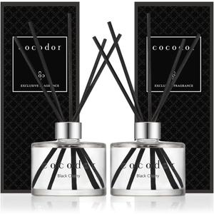 COCODOR Signature Reed Diffuser Set/Black Cherry / 6.7oz /2 Pack/Home Fragrance Diffuser, Oil Scent Diffuser for Bathroom Shelf Decor