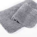 Walensee Shaggy 2 Piece Bath Rug Set, 20 x 32, Grey, Machine Washable, Non Slip Plush Bath Mats for Shower