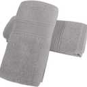 PiccoCasa Hand Towels 2-Pack 100% Cotton Ring Spun Highly Absorbent Soft Luxury Hotel & Spa Quality Hand Towel for Bathroom 13 x 29 Inches, Light Gray