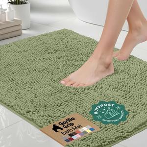 GORILLA GRIP Bath Rug Mat, Thick Soft Absorbent Chenille, Quick Dry Microfiber Mats, Rubber Backing Washable Shower Floor Rugs, US Designed Bathroom Bathmat Home Decor Accessories, Sage Green 24x36