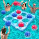 Intoypad Pool Toys for Kids Adults, Tropical Leaves Inflatable Swimming Pool Tic Tac Toe Game with 10 Balls Fun Summer Party Lake Above Ground Float Game Water Ball Toys for Kids Teens Adult Blue