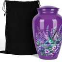 Purple Hummingbird Urns for Human Ashes Adult Female and Male, Decorative Burial Urn, Funeral Cremation Urns for Women and Men Women's Keepsake Urn for Mom or Mother (Purple, Large)