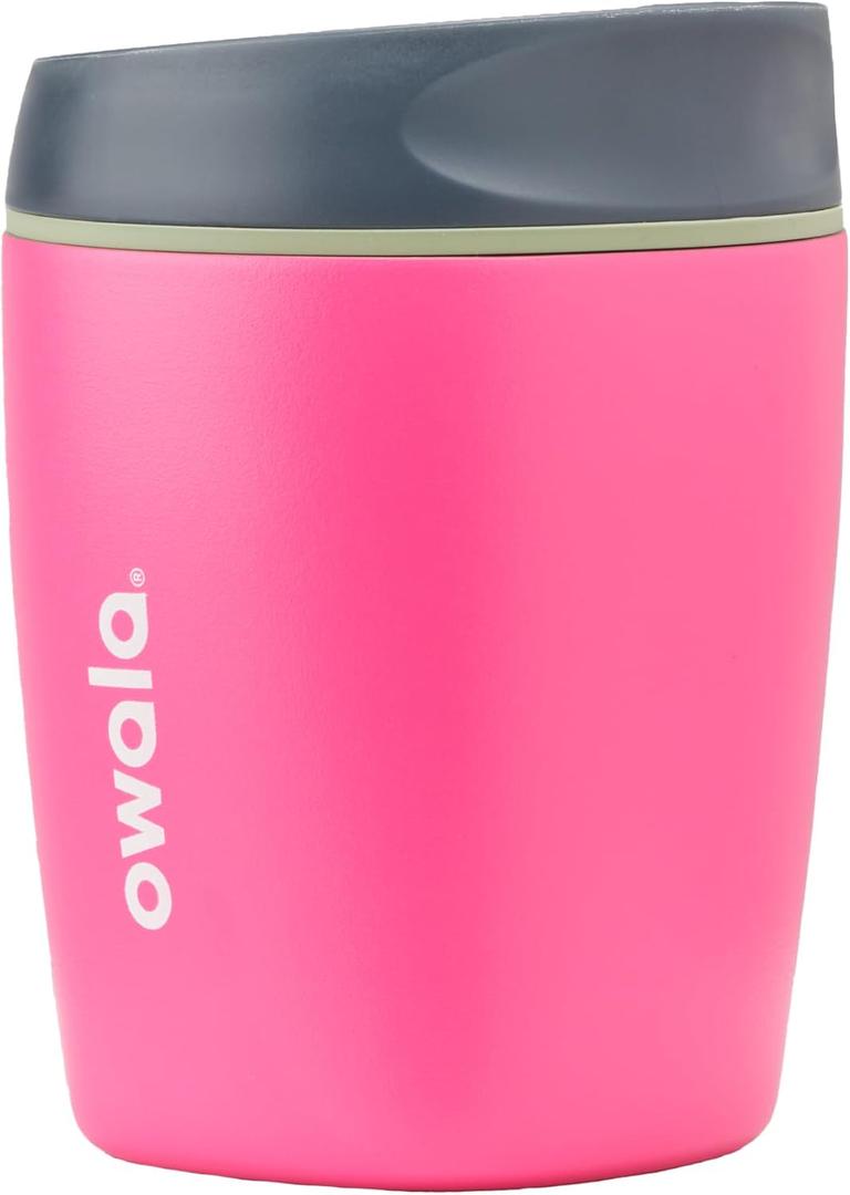 Owala SmoothSip Insulated Stainless Steel Coffee Tumbler, Reusable Iced Coffee Cup, Hot Coffee Travel Mug, BPA Free, Perfect for Cappuccino, 10 oz, Pink (Watermelon Breeze)