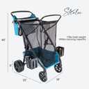 Strolee Large Wheeled Collapsible Beach Cart for Soft Sand, Shopping, Camping & Garden- Lightweight Aluminum Frame- Removable Storage Bag with Carrying Straps, X-L Capacity & Cooler Rack (Blue)