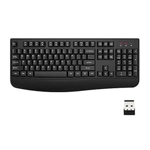 EDJO Wireless Keyboard, 2.4G Ergonomic Full Size Wireless Computer Keyboard with Wrist Rest for Windows, Mac OS Desktop/Laptop/PC White