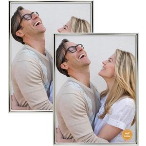 DECANIT 4x6 Picture Frame Metal,Thin Profile Photo Frame 4 by 6 Inch, Display for Wall Mounting or Tabletop Pack of 2,silver