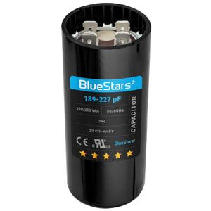 BlueStars Ultra Durable 189-227 uf/MFD 220-250 VAC Volts Round Start Capacitor 50/60 Hz AC Electric - Lot -1 - Exact Replacement of OEM Single Phase Motor Capacitors - Lifetime Up to 30.000 Hours