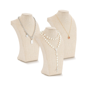 Kigley 6 Pcs Linen Jewelry Display Bust Necklace Display Stand Necklace Mannequin Holder for Jewelry Selling Trade Shows