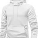 MAGCOMSEN Mens Hoodies Fleece Lined Casual Athletic Sweatshirts Pullover with Kangaroo Pocket (White, XXXL)