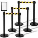 Geelin 6 Pack Crowd Control Stanchions Barriers, 9.8ft, Black Yellow