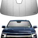 Pigenius Windshield Sun Shade for 2022-2026 Chevy Silverado/GMC Sierra 1500 (Refresh with 13.4" Screen), 24-26 2500HD 3500HD, Reflective Aluminum Film Front Window Sunshade - BLAZBLOCK