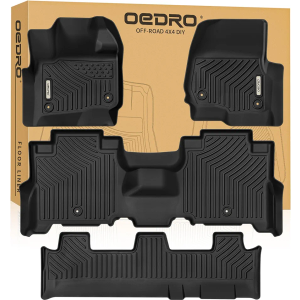 OEDRO Floor Mats Fit for Ford Expedition/Expedition Max 2025-2018 with 2nd Row Bench Seat,All Weather Expedition Car Mat Includes 1st and 2nd 3rd Row Floor Liners, Black