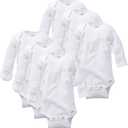 Gerber unisex-baby Multi-pack Long-sleeve Onesies Bodysuit Mitten Cuff Sizes (Newborn, 6-pack Mitten Cuff)