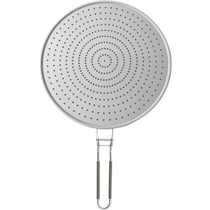 Silicone Splatter Screen for Frying Pan 13 Inch - Grease Splatter Guard with Foldable Handle, Dishwasher Safe & Never Rusts, Fits Most Pans for Stove Top & Bacon Cooking (Gray)