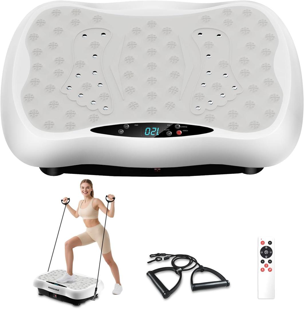 Vibration Plate,  Damkee Vibration Plate Exercise Machine, Vibrating Equipment for Weight Loss and Lymphatic Drainage Massager, 3D Waver Exerciser for Fitness, Full Body Workout Shake Board with 120 Adjustable Speeds (Large)