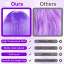 PLULON 4 Pcs Light Purple Bob Wigs with Heart Plastic Sunglasses Hair Cap for Women, Neon Short Bob Wig Colored Funny Cosplay Hair for Women Men Daily Bachelorette Halloween Costume Party Decorations