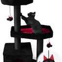 Gothic Cat Tree-Spooky Cat Tree with Coffin Bed,Cat Condo,Thick Scratching Post for Halloween