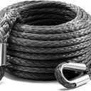 Kolvoii Winch Rope Extension 3/8 Inch x 50 Ft 26,500 Lbs, Synthetic Winch Extension Cable Line for Off Road Vehicle ATV UTV Truck etc (Grey) (gray)