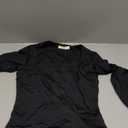 QINSEN Women's Sexy Square Neck Bodysuit Long Sleeve Double Lined Shirt Tops (Medium, Black)
