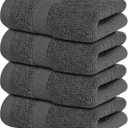 Infinitee Xclusives Premium 100% Cotton Wash Cloths for Showering - Pack of 4, (12x12) Inches - Highly Absorbent, Soft Face Towels, Washcloths Perfect for Bathroom, Hotel, Gym |Shadow Grey|