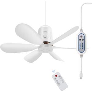 2025 USB Portable Ceiling Fan with Remote Control,Timing,Adjustable 4 Speed,Quiet USB Ceiling Fan Design for Camping,Bed,Tent,Rv,Home